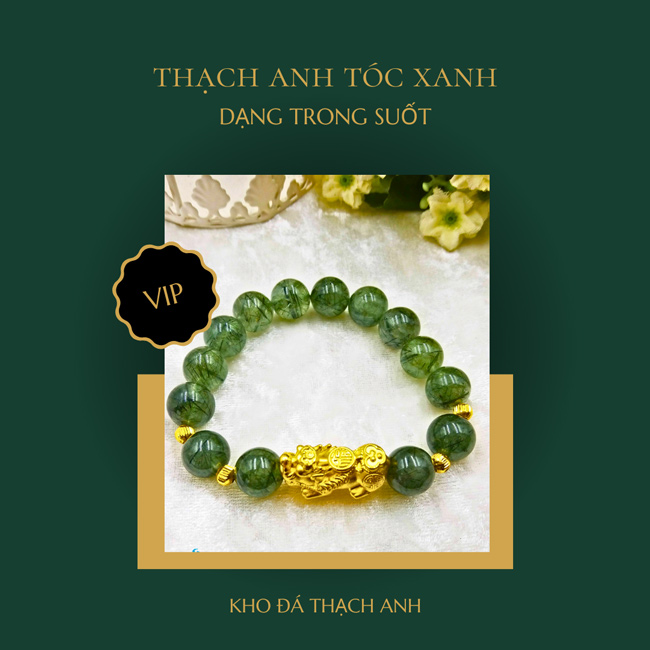 Thạch anh tóc xanh trong suốt